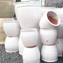 Pot Jardinaire Ribbed White Picture of Pot Jardinaire Ribbed White (11931)