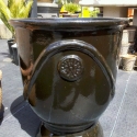 Picture of Pot Glazed Urn Flower/Fern Motif Black