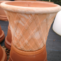 Picture of Pot Planter Lattice Terracotta White