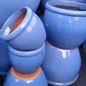 Picture of Pot Round Glazed Rim Blue