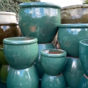 Picture of Pot Round Glazed Rim Forrest Green
